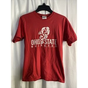 Hanes Ohio State Buckeyes T-Shirt Mens Small‎ Red Excellent Brutus Graphic Tee